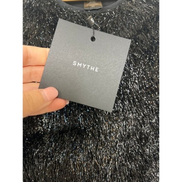 NWT Smythe Tinsel Sleeveless Crop Black Crewneck Blouse Top - Picture 5 of 7